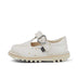 Left side view of Infant Unisex Kick T-Bar Glitter Shoes White