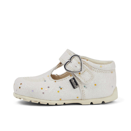Left side view of Baby Unisex Kick T Glitter Shoes White