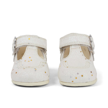 Front view of Baby Unisex Kick T Glitter Shoes White