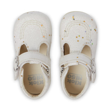 Detail view (Top view mapped) of Baby Unisex Kick T Glitter Shoes White
