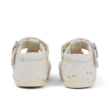 Back view of Baby Unisex Kick T Glitter Shoes White
