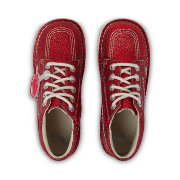 Detail view (Top view mapped) of Junior Unisex Kick Hi Glitter Shoes Red