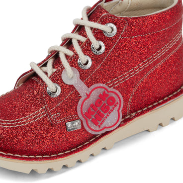 Detail view (close-up) of Junior Unisex Kick Hi Glitter Shoes Red