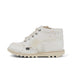 Left side view of Junior Unisex Kick Hi Glitter Boots White