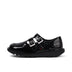 Left side view of Adult Womens Kick T Double Patent Leather Black