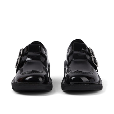 Front view of Adult Womens Kick T Double Patent Leather Black