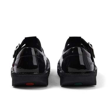 Back view of Adult Womens Kick T Double Patent Leather Black
