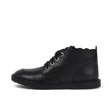 Left side view of Junior Girls Adlar Hi Scallop Leather Boots Black