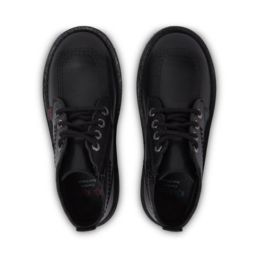 Detail view (Top view mapped) of Junior Girls Adlar Hi Scallop Leather Boots Black