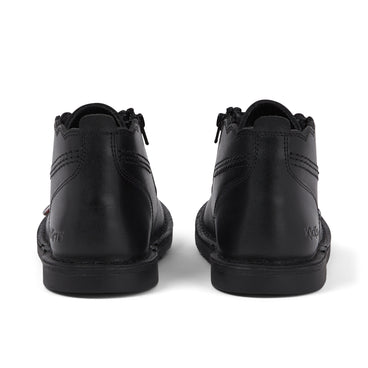 Back view of Junior Girls Adlar Hi Scallop Leather Boots Black