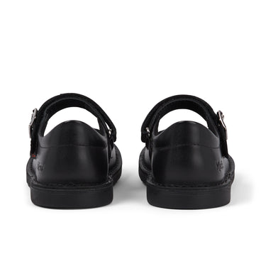 Back view of Junior Girls Adlar MJ Scallop Leather Black