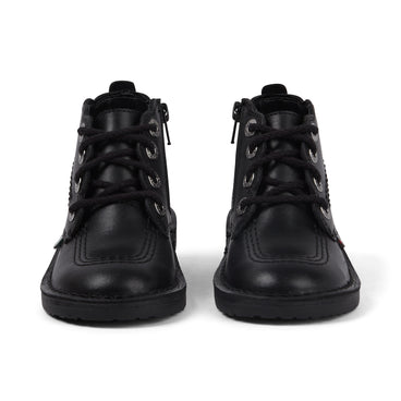 Front view of Infant Girls Adlar Hi Scallop Leather Boots Black