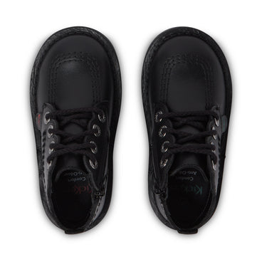 Detail view (Top view mapped) of Infant Girls Adlar Hi Scallop Leather Boots Black