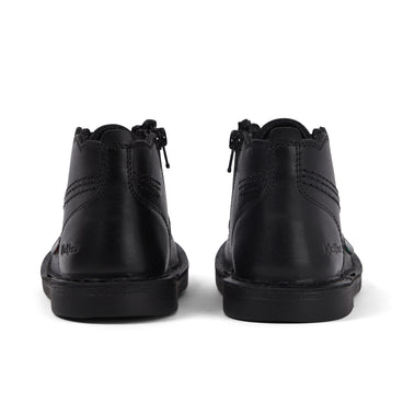 Back view of Infant Girls Adlar Hi Scallop Leather Boots Black