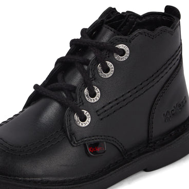 Detail view (close-up) of Infant Girls Adlar Hi Scallop Leather Boots Black