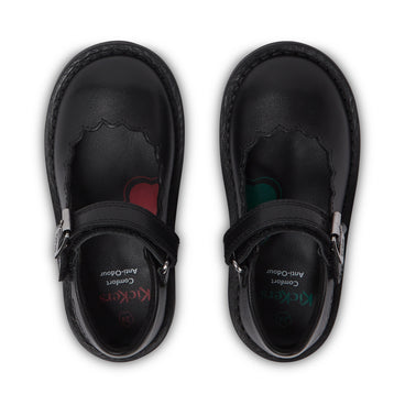 Detail view (Top view mapped) of Infant Girls Adlar MJ Scallop Leather Black