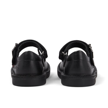 Back view of Infant Girls Adlar MJ Scallop Leather Black