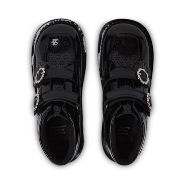 Detail view (Top view mapped) of Junior Girls Kick Hi Meadow Patent Leather Boots Black