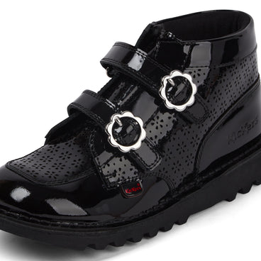 Detail view (close-up) of Junior Girls Kick Hi Meadow Patent Leather Boots Black