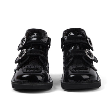 Front view of Infant Girls Kick Hi Meadow Patent Leather Boots Black