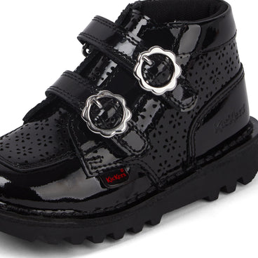 Detail view (close-up) of Infant Girls Kick Hi Meadow Patent Leather Boots Black