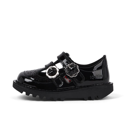 Left side view of Infant Girls Kick T-Bar Meadow Patent Leather Black