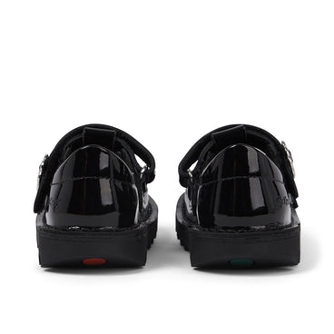 Back view of Infant Girls Kick T-Bar Meadow Patent Leather Black