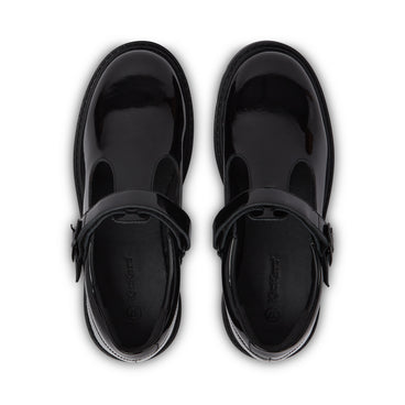 Detail view (Top view mapped) of Youth Womens Kori Tbar Patent Leather Black