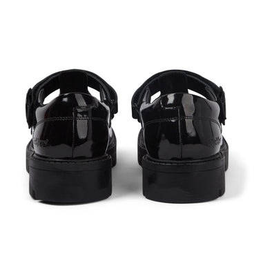 Back view of Youth Womens Kori Tbar Patent Leather Black