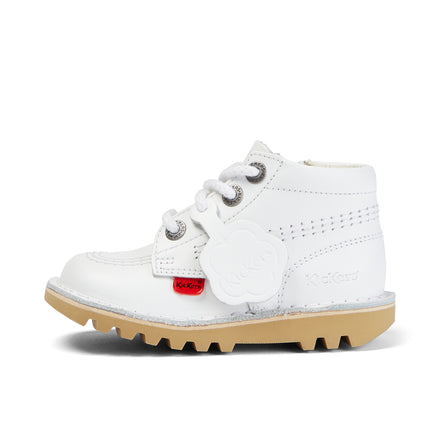 Left side view of Junior Unisex Kick Hi Zip Leather White