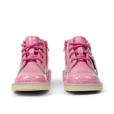Front view of Infant Unisex Kick Hi Fruit Patent Leather Pink
