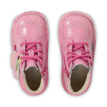 Detail view (Top view mapped) of Infant Unisex Kick Hi Fruit Patent Leather Pink