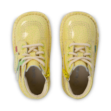 Detail view (Top view mapped) of Infant Unisex Kick Hi Fruit Patent Leather Yellow