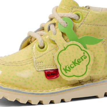 Detail view (close-up) of Infant Unisex Kick Hi Fruit Patent Leather Yellow