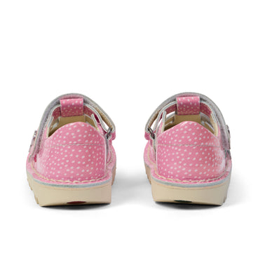 Back view of Infant Unisex Kick T-Bar Fruit Patent Leather Pink