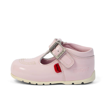 Left side view of Baby Girl Kick T-Bar Light Pink