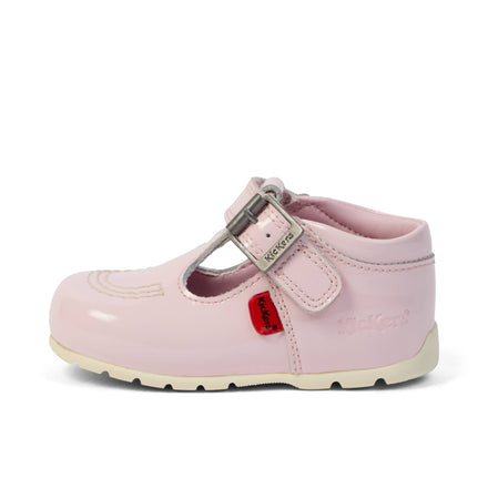 Left side view of Baby Girl Kick T-Bar Light Pink
