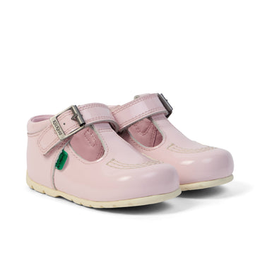Front ¾ right of Baby Girl Kick T-Bar Light Pink