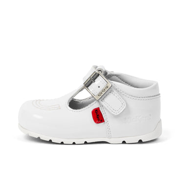 Left side view of Baby Girl Kick T-Bar White