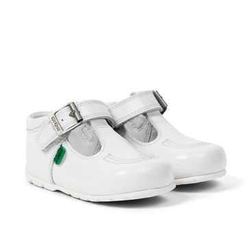 Front ¾ right of Baby Girl Kick T-Bar White