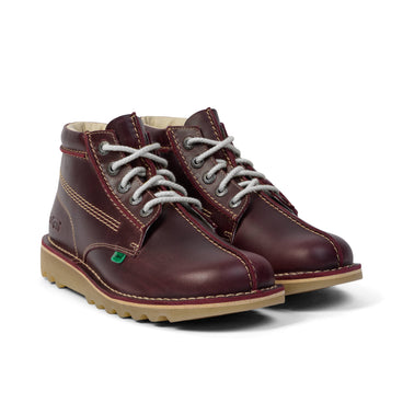 Front ¾ right of Adult Unisex Kick Hi Central Dark Red