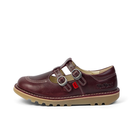 Left side view of Adult Woman Kick T-Double Leather A Dark Red