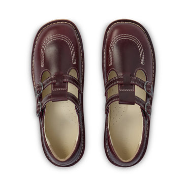 Detail view (Top view mapped) of Adult Woman Kick T-Double Leather A Dark Red