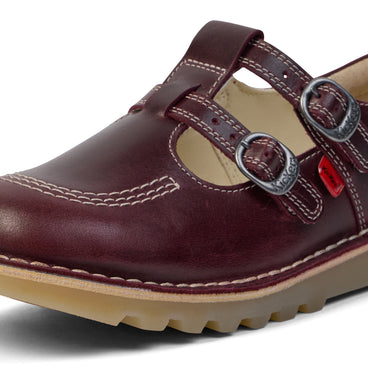 Detail view (close-up) of Adult Woman Kick T-Double Leather A Dark Red