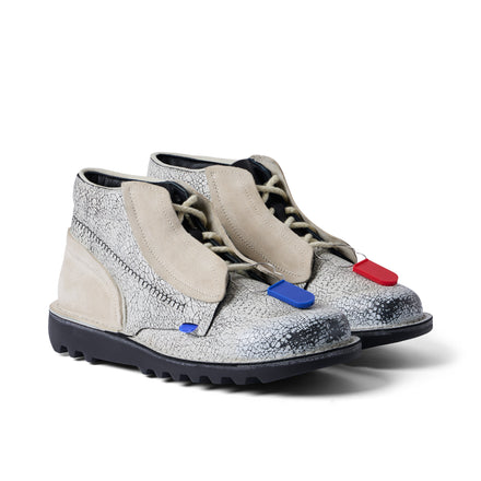 Front ¾ right of Adult Unisex ACW Kick Hi Leather Boots White