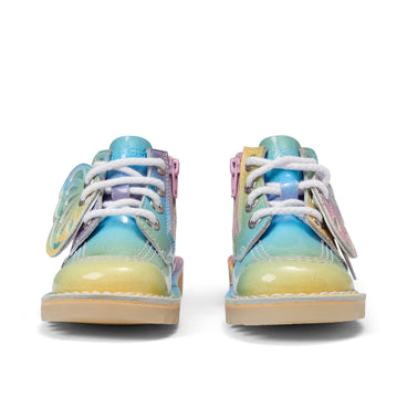 Front view of Infant Girls Kick Hi Wing Patent Leather Multi