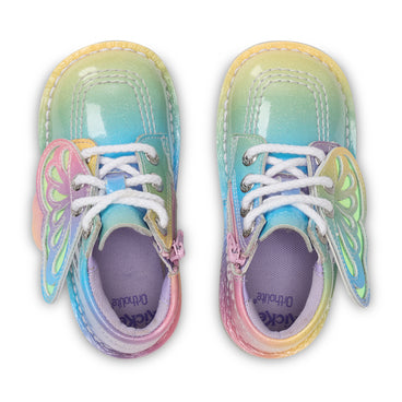 Detail view (Top view mapped) of Infant Girls Kick Hi Wing Patent Leather Multi