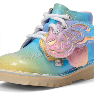 Detail view (close-up) of Infant Girls Kick Hi Wing Patent Leather Multi