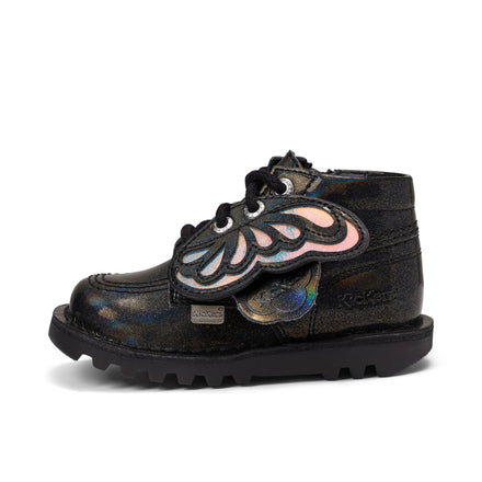 Left side view of Infant Girls Kick Hi Wing Synthetic Leather Black