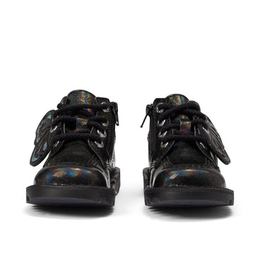 Front view of Infant Girls Kick Hi Wing Synthetic Leather Black